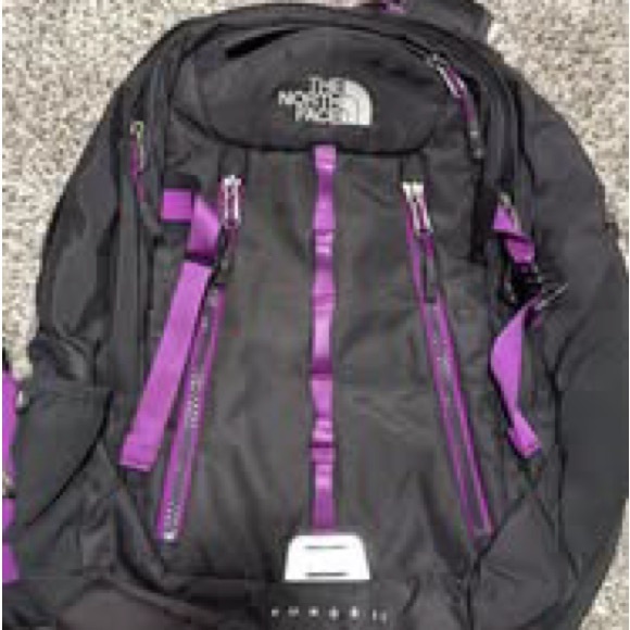 The North Face Black and Purple Backpack - Picture 1 of 8